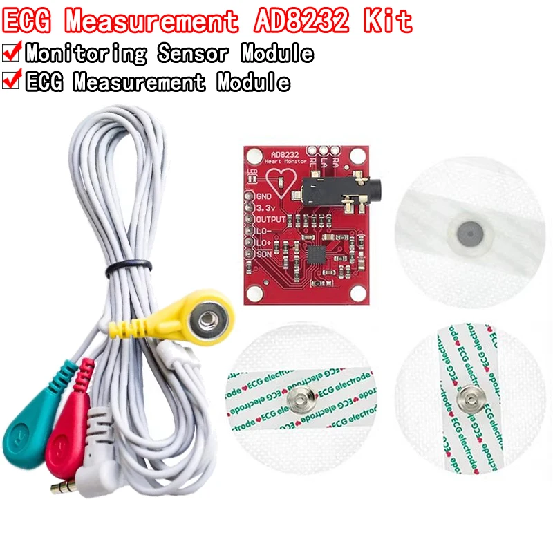 Ecg module AD8232 ecg measurement pulse heart ecg monitoring sensor module kit for Arduino