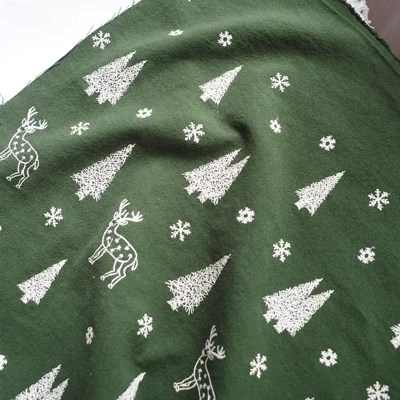 

Christmas Fabric Cotton And Linen Embroidery Fabric Handmade DIY Tablecloth Sofa Pillow Material