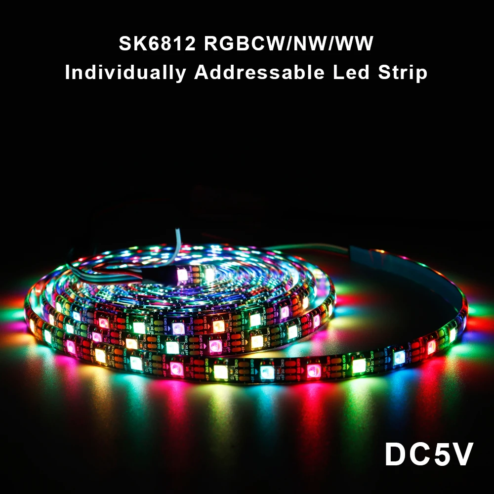 SK6812 RGBW (Similar WS2812B) Led Strip Light 4 in 1 30/60/144Leds/Pixels/m Individual Addressable Led Tape IP30/IP65/IP67 DC5V