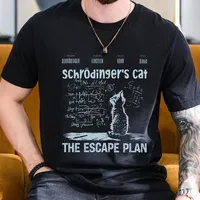 Trendy Clothing T-Shirt Cat's Escape Plan Geek Printed Short-sleeved T-shirt Tokyo Harajuku Style Casual Men's Wear