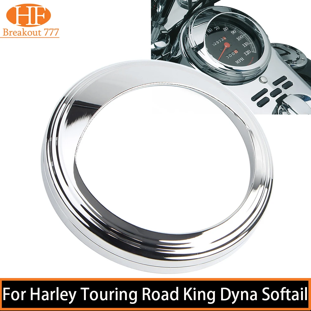 

Motorcycle Speedometer Trim Bezel Ring Visor Cover Chrome/Black For Harley Touring Road King Dyna Softail with 5" Speedometer