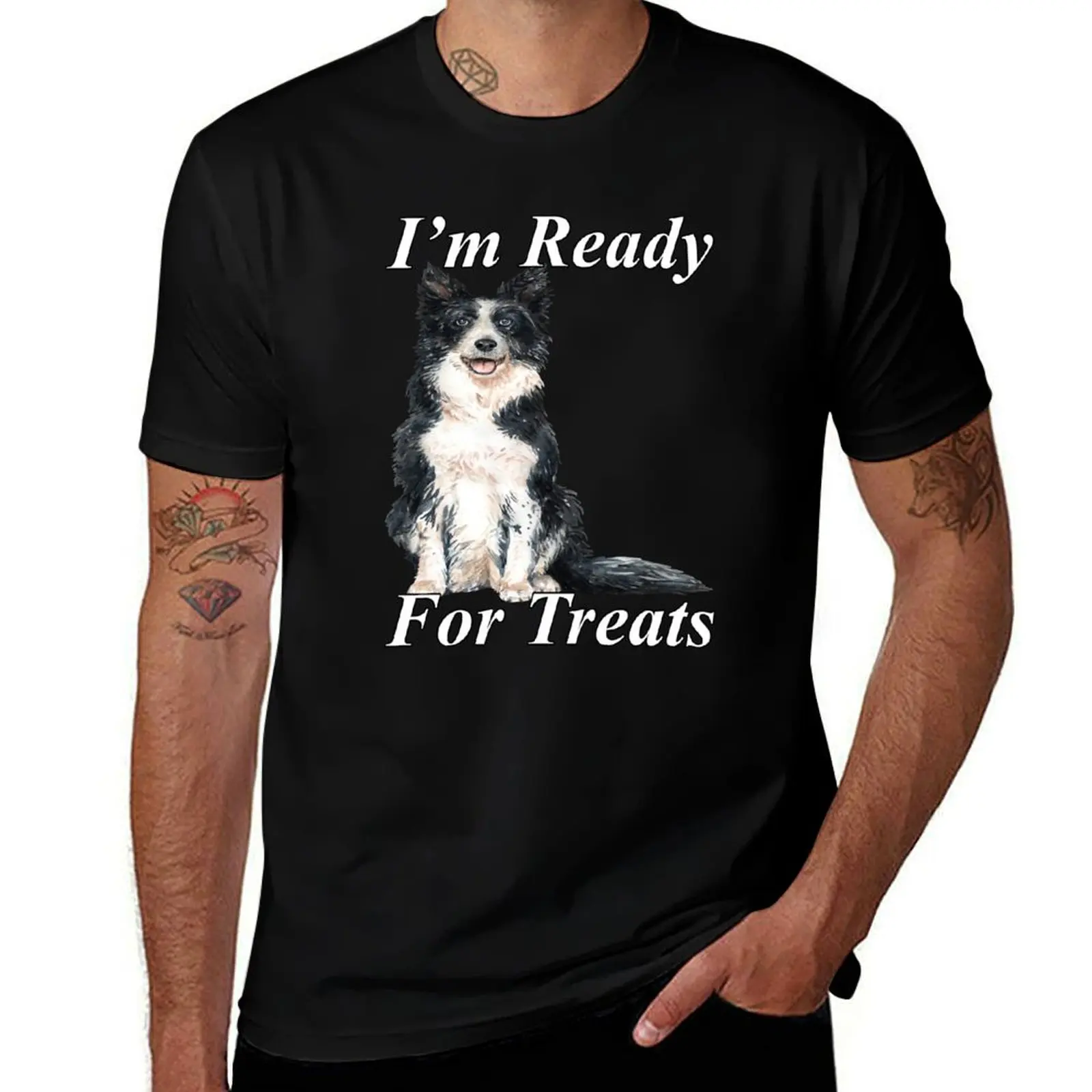 Treats Border Pet Owner Collie For Ready I'm T-Shirt Fitness Training Breathable Tee