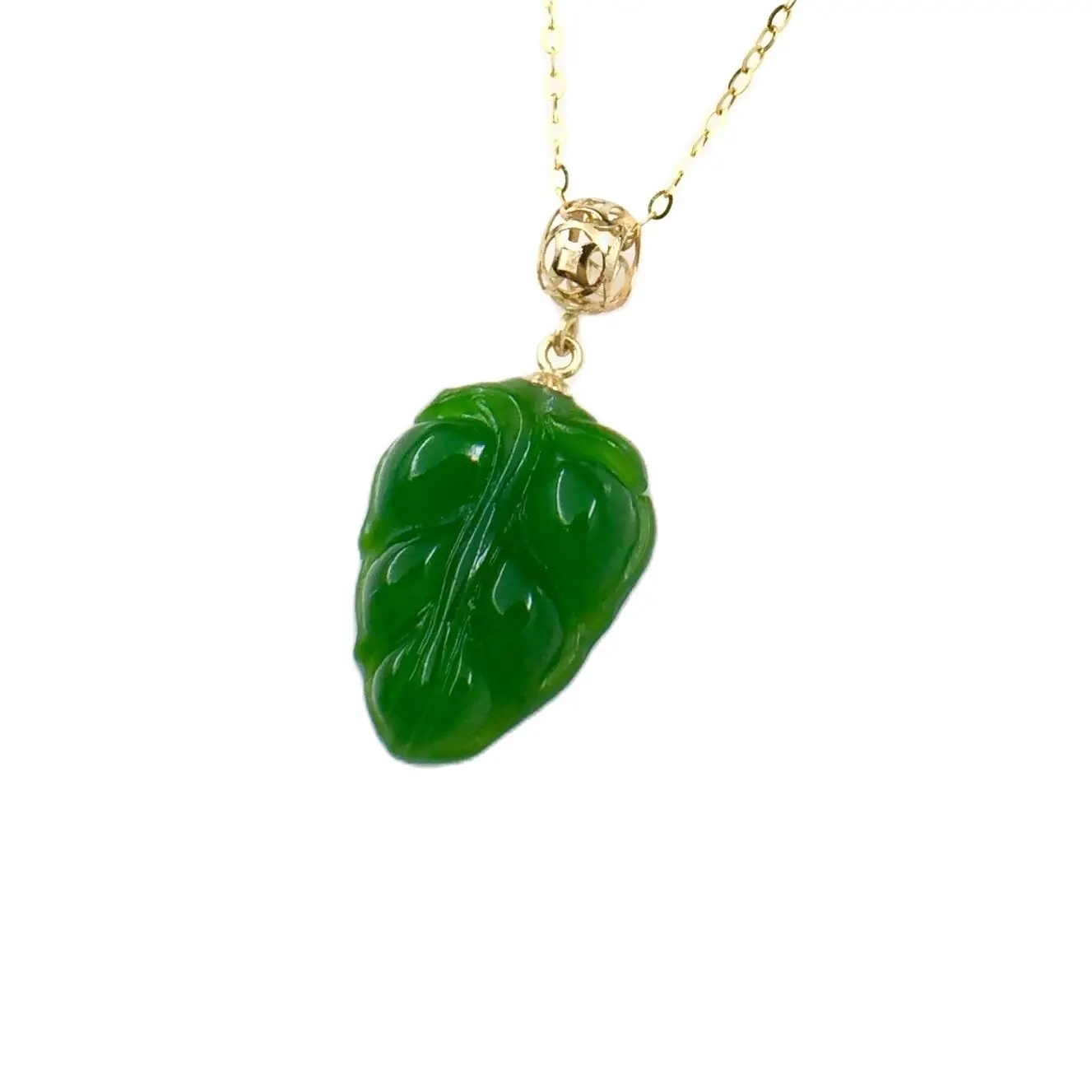 SHILOVEM 18k YELLOW gold Natural green Jasper pendants  none  necklace fine Jewelry women wedding gift 12*15mm yzz1215689by