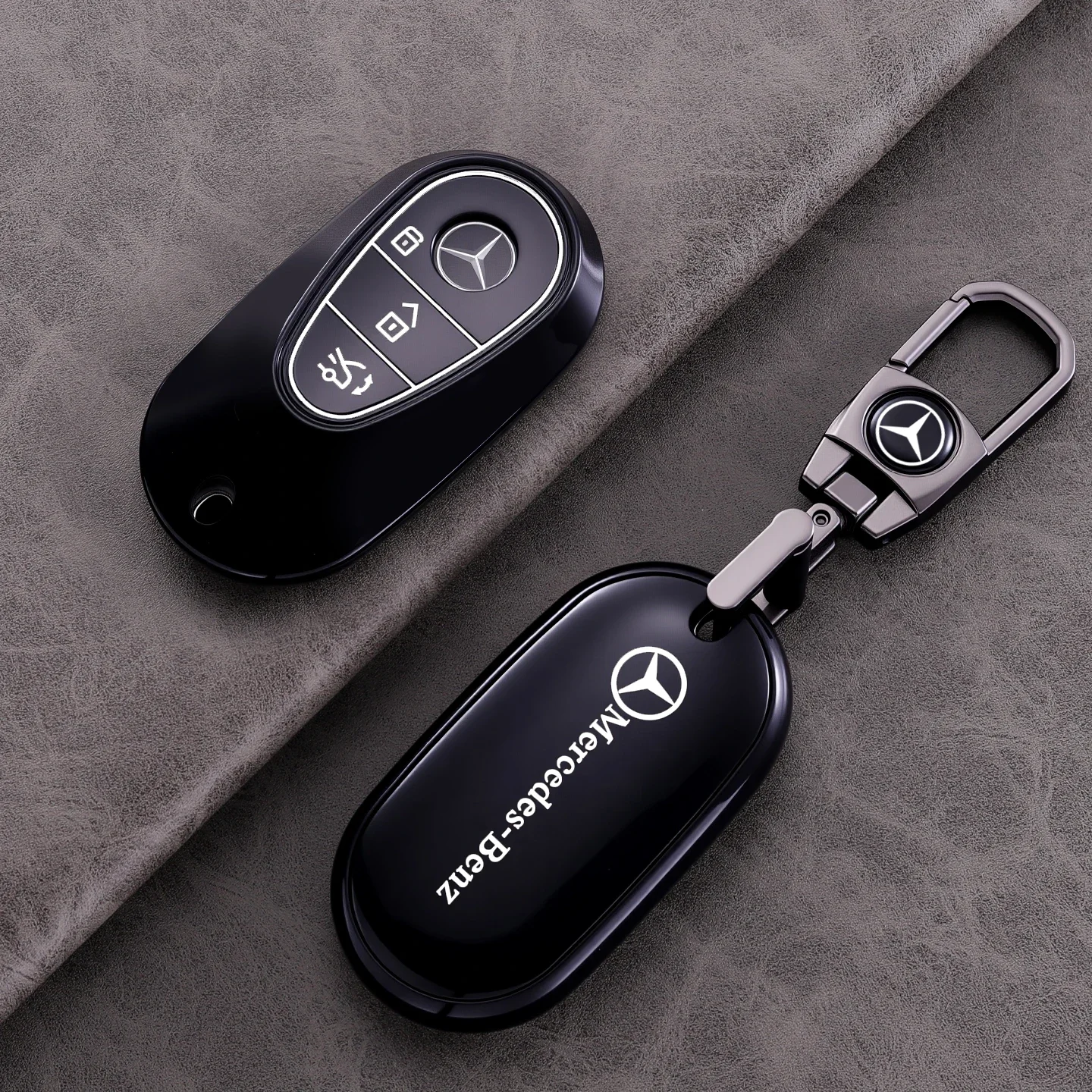 Leather Car Key Case For Mercedes Benz C /S Class W223 W206 S350L S400L S450L S500L 2022 2023 Fob Suede Protector Accessories