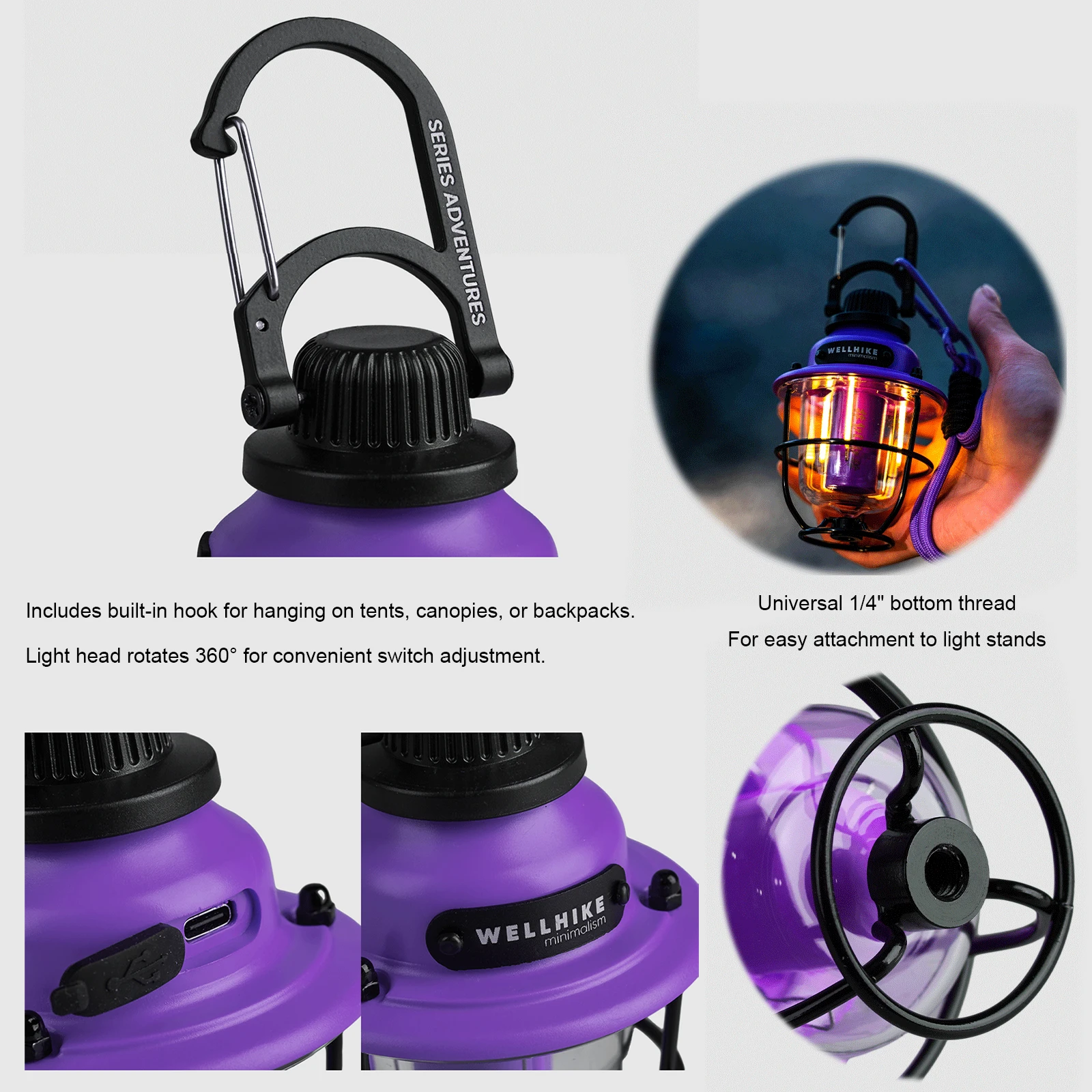 

Pinecones Camping Lantern IPX4 Waterproof Rechargeable Tent Light 2000mAh Battery for Outdoor Emergency Fishing Hiking Etc