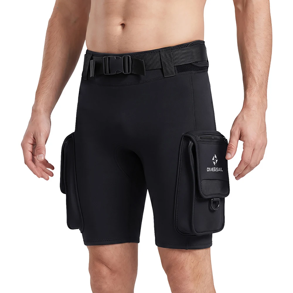 Men Wetsuit Shorts 3mm Neoprene Diving Shorts with Pocket Man Surfing Pants for Water Sports Swimming Snorkeling Boating Scuba