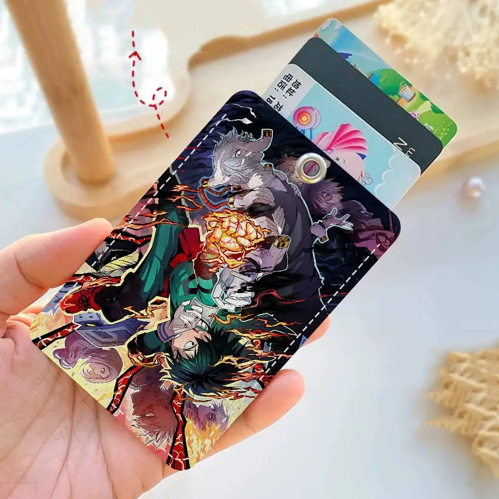 انمي ياباني الكرتون بطلي 1 قطعة حافظة بطاقات الوصول حافظة بطاقات جلدية المفاتيح حلقة رئيسية باب الوصول العلامات حافظة بطاقات الهوية المفاتيح