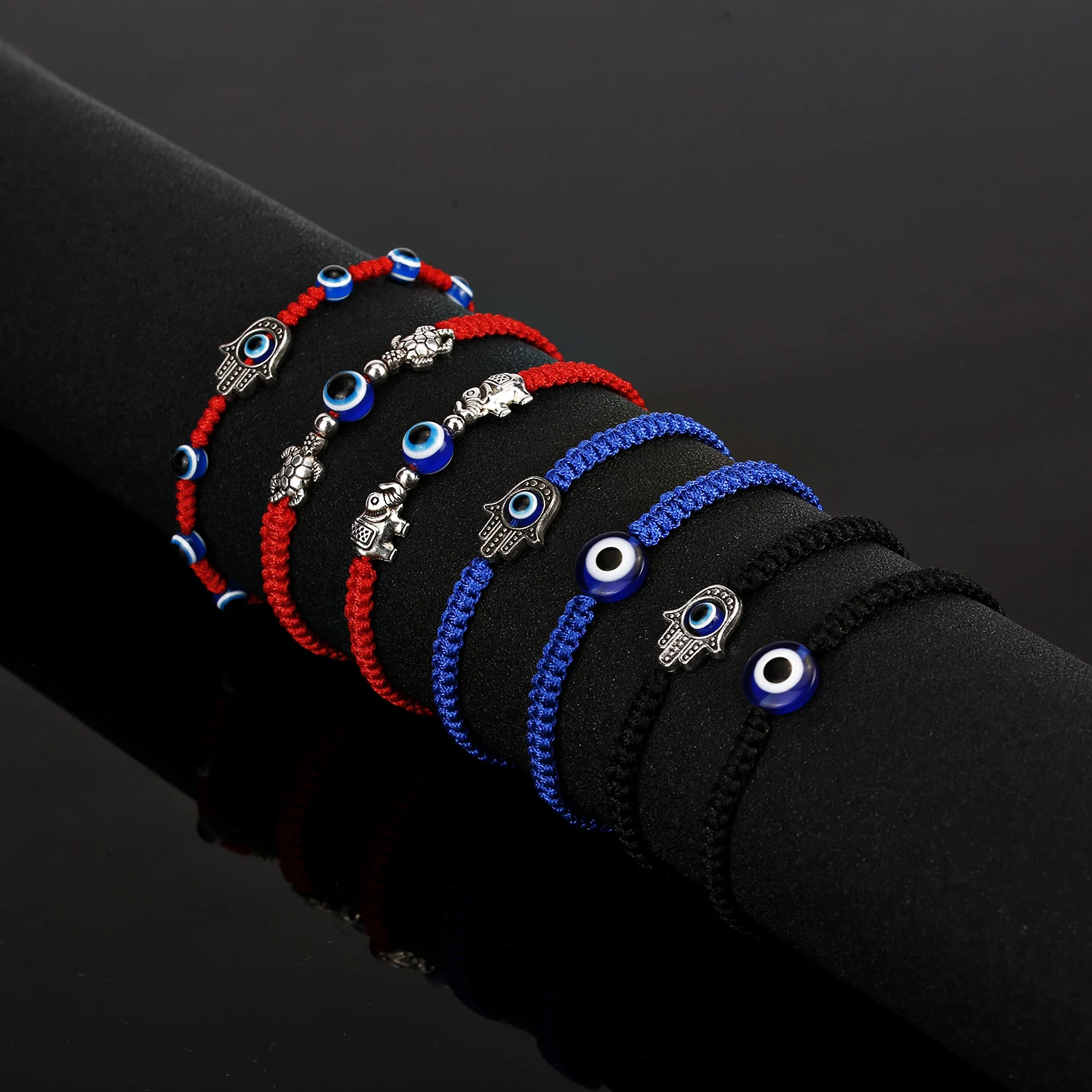 Klassisches Evil-Eye-Armband zum Schutz Glücksbringer Schwarzes Seil Verstellbares Armband Spiritueller Schmuck für Männer und Frauen – Detail 5