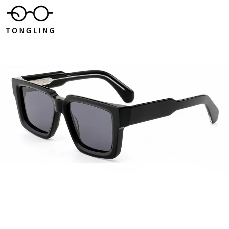 

High-End and Fashionable Men Handcrafted High-Quality Acetate Retro Women Classic Thick-Framed Simple Individual Square Sunglass
