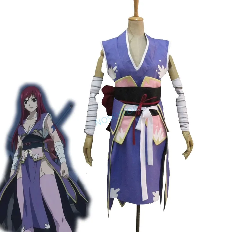 Disfraz de Erza Scarlet para Halloween, conjunto de kimono de Reina de hadas, ropa japonesa de Fairy Tail Erza, traje Sexy de cosplay de cómic-con