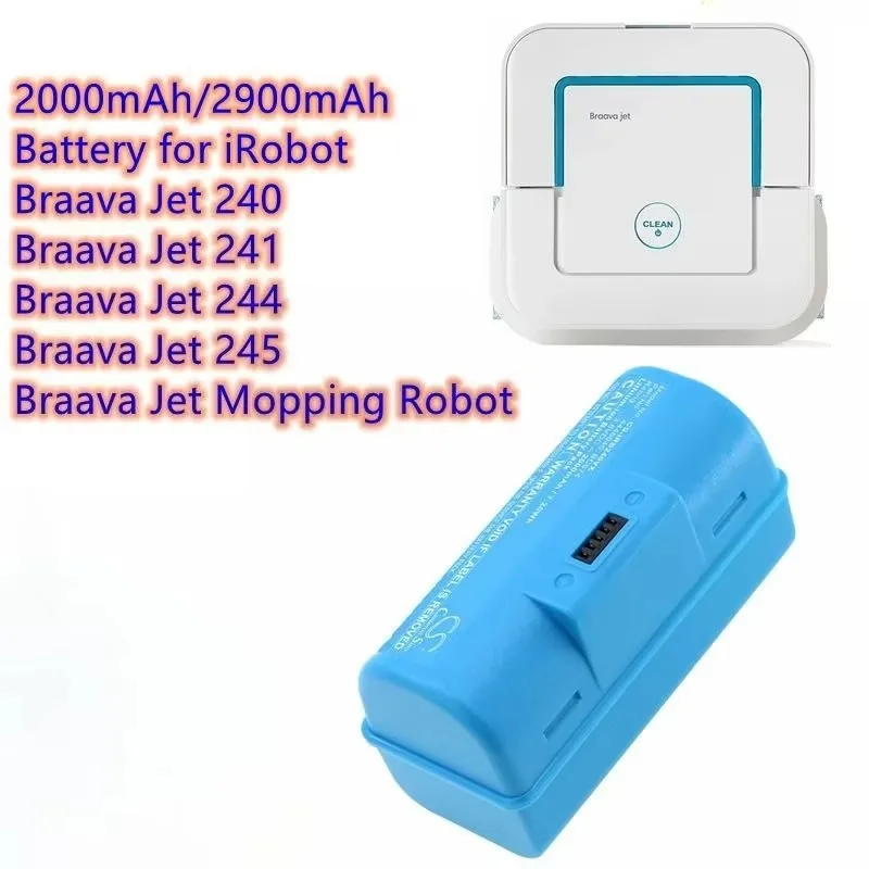 Mopping Robot Battery 3.6V/2000mAh/2900mAh 4446040, BC674 for iRobot Braava Jet 240, 241, 244, 245,