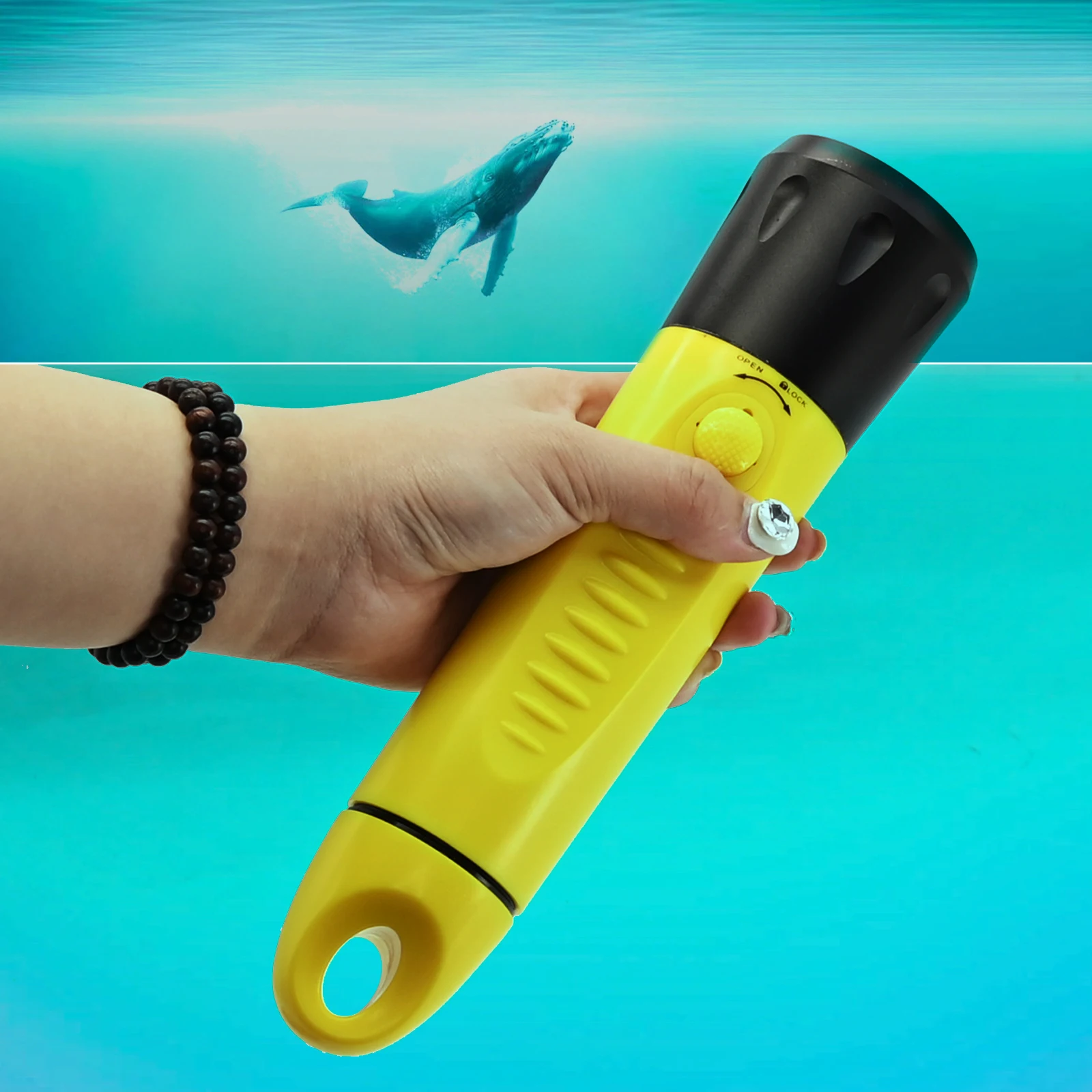 Diving flashlight charging strong light L2 focus long flashlight plastic waterproof submersible lighting at night submersible