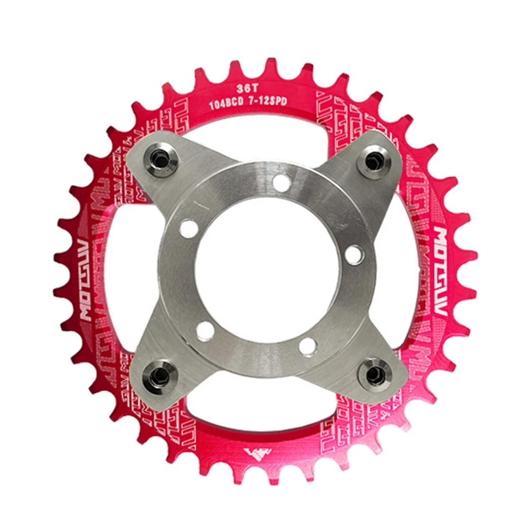 MOTSUV E-Bike Crankset 104BCD 36T Chainring Adapter Kit for Bafang Mid Drive Motor BBS01 BBS02 Bicycle Conversions Parts Red