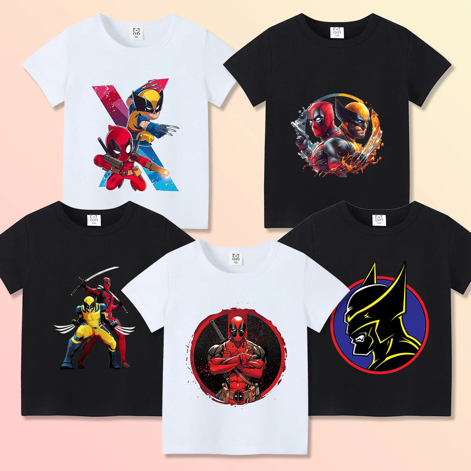 Deadpool Wolverine T-shirt for Kids Summer Short Sleeve Tee Boys Clothes Fashion Children's Clothing Friends Top Shirts Gifts