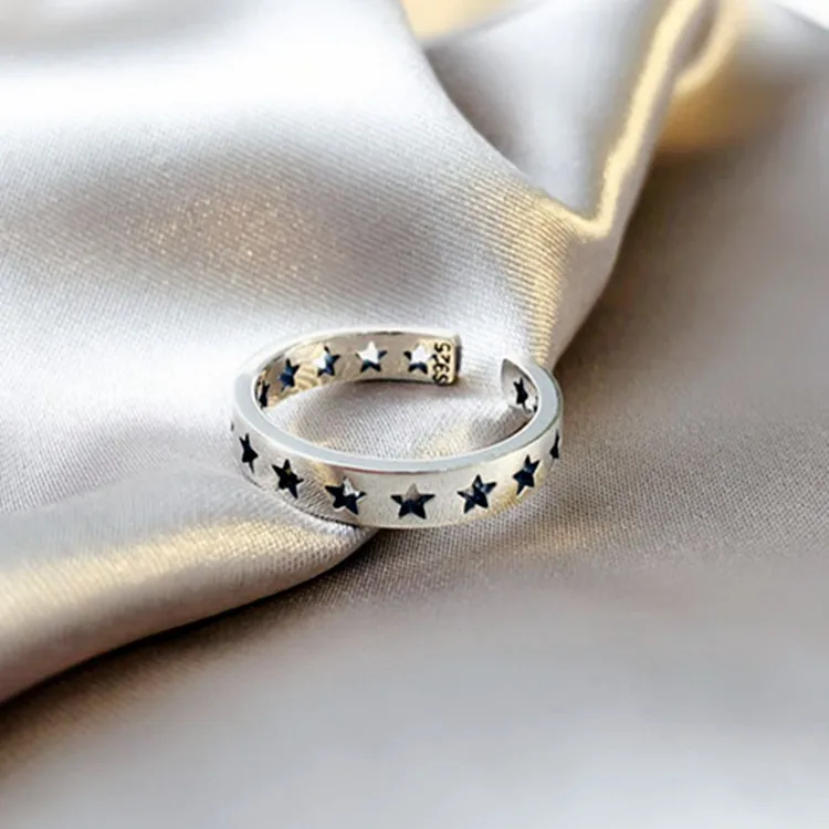 Women's 925 Sterling Silver Star Wedding Ring