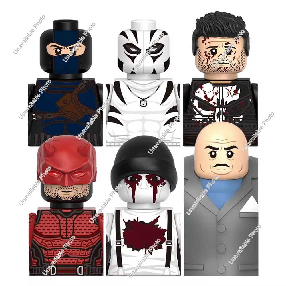 Figurines d'action Marvel Hot Toys, blocs de construction, Daredevil, Punisher, White Tiger, Bullseye, Wolverine, Deadpool, jouet en briques, cadeau