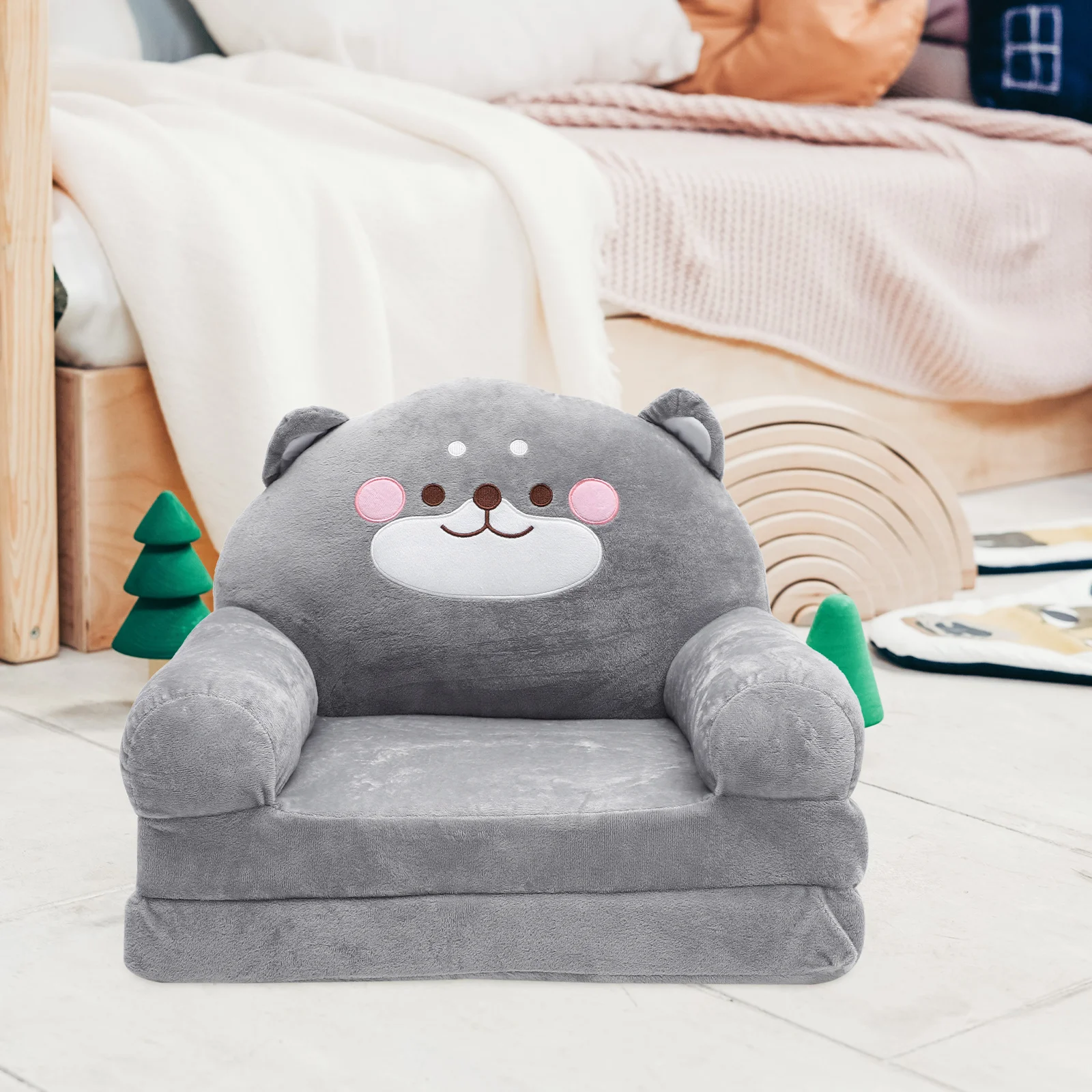 Folding Baby Sofa Plush Armchair for Mini Japanese Room Baby Infant Kids Elephant Shape Seat Multifunction