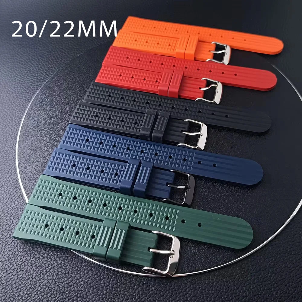 Matching 20/22mm black/orange strap Men's watches quality rubber strap accessories watch parts Luxury Brand watch bands