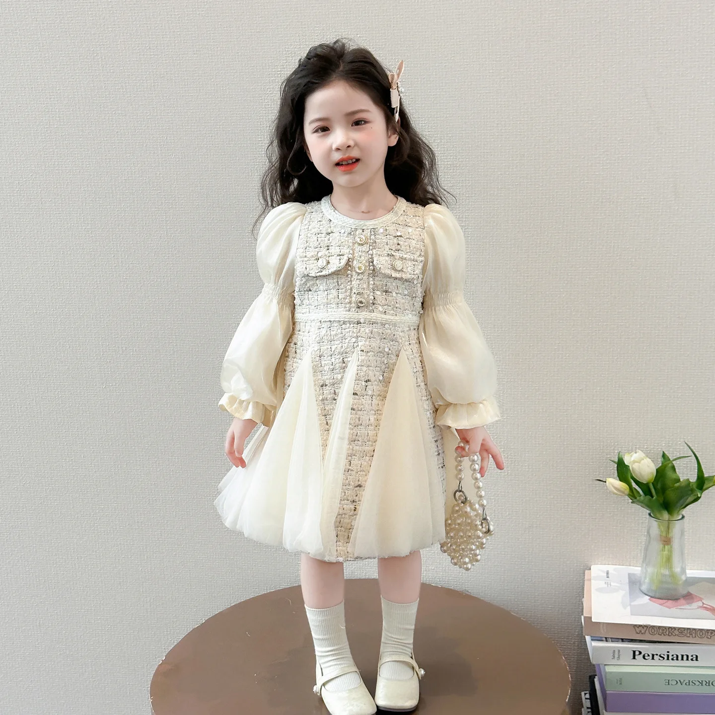 Girls' Little Fragrant Wind Dress Spring and Autumn 2026 New Children's Princess Girls' Birthday Dress