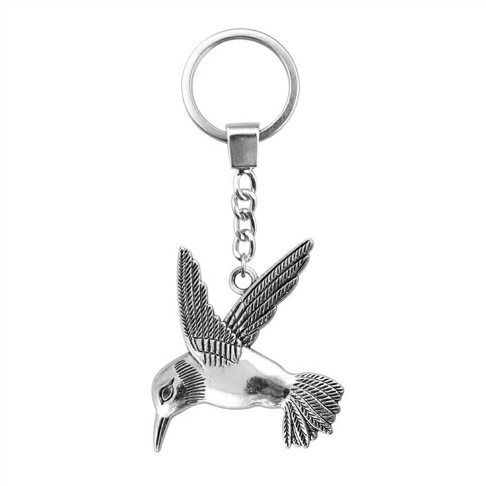 Hummingbird Animal Key Chain Stainless Steel Keyring Handmade,Silver Color,Women Jewelry Accessory High Quality Pendant Gift