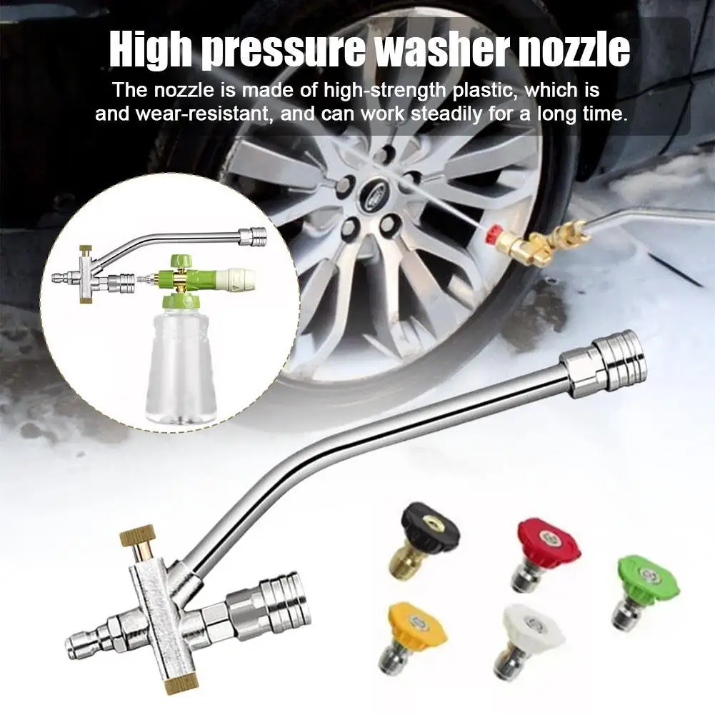 

High Pressure Washer Freely Switch Foam Guns Stainless Steel 2in1 Nozzle 1/4 Quick Connect Switch Accessories Wear Resistant