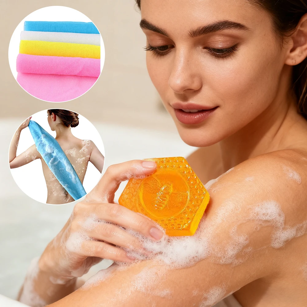 الجمال الجلد التقشير منشفة اليابانية منشفة غسل الجسم وصابون العسل النايلون مناشف حمام منشفة غسل خرقة حمام أدوات العناية بالوجه #1