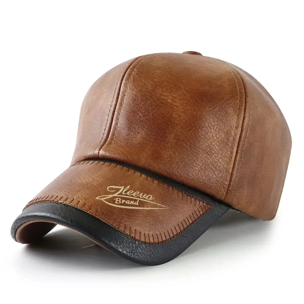 Dad Winter Wind Proof Warm Leather Baseball Cap Male Outdoor Casaul PU Hat Man Velvet Snapback Caps 56-60cm