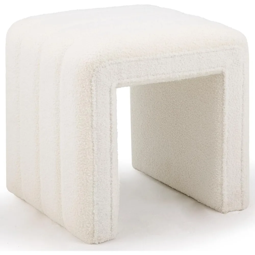

Velvety U Shaped Vanity Stool Ottoman Footrest Bench for Makeup Living Room Entryway