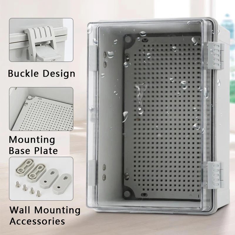 IP66 Wasserdichtes graues/transparentes Abdeckgehäuse, Stromanschlusskasten, ABS-Kunststoffscharnier, elektronischer Verteilerkasten für den Außenbereich