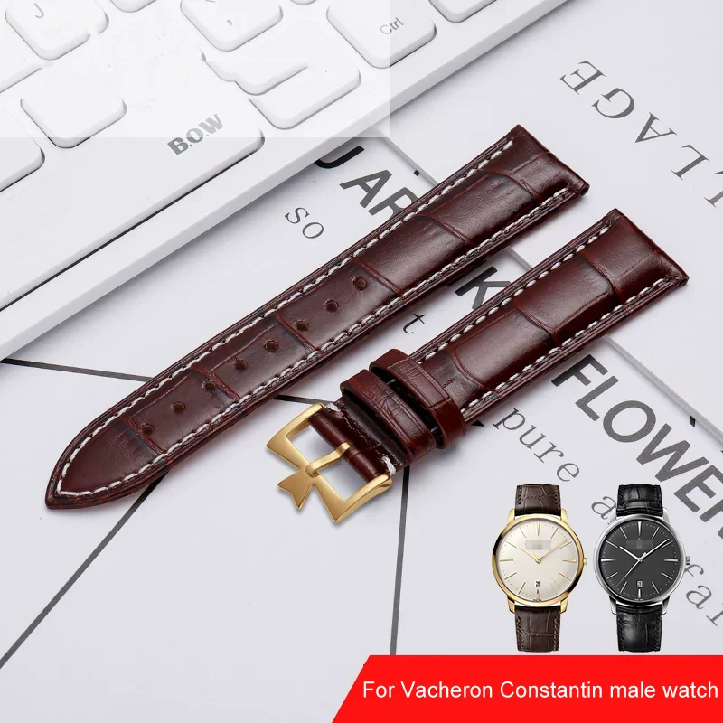 18mm 19mm 20mm 21mm For Vacheron Constantin male watch Cowhide leather strap VC inherit art master series genuine leather strap
