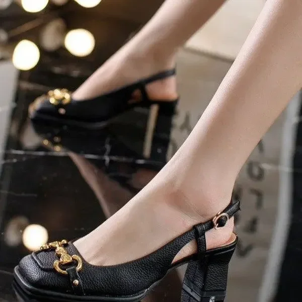 2026 New Retro Square Head High Heel Sandals Women's French Mary Jane Chunky Shoes Big Size 34-42 view 3