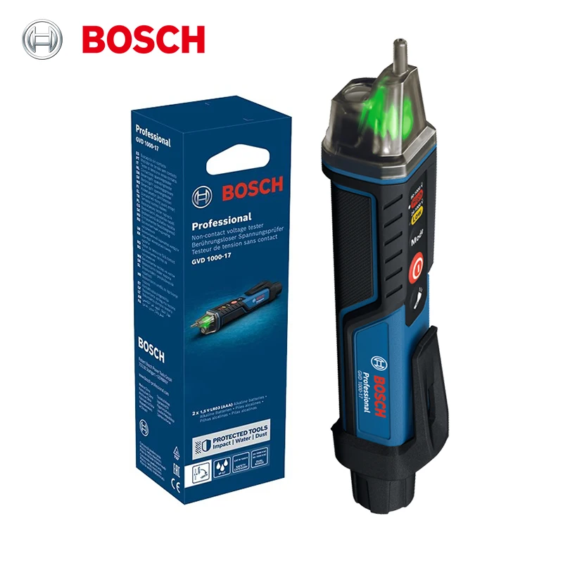 BOSCH PRO GVD 1000-17 Voltage Tester Self-test IP67 Rating Non-contact Dual Voltage Power Professional Tool