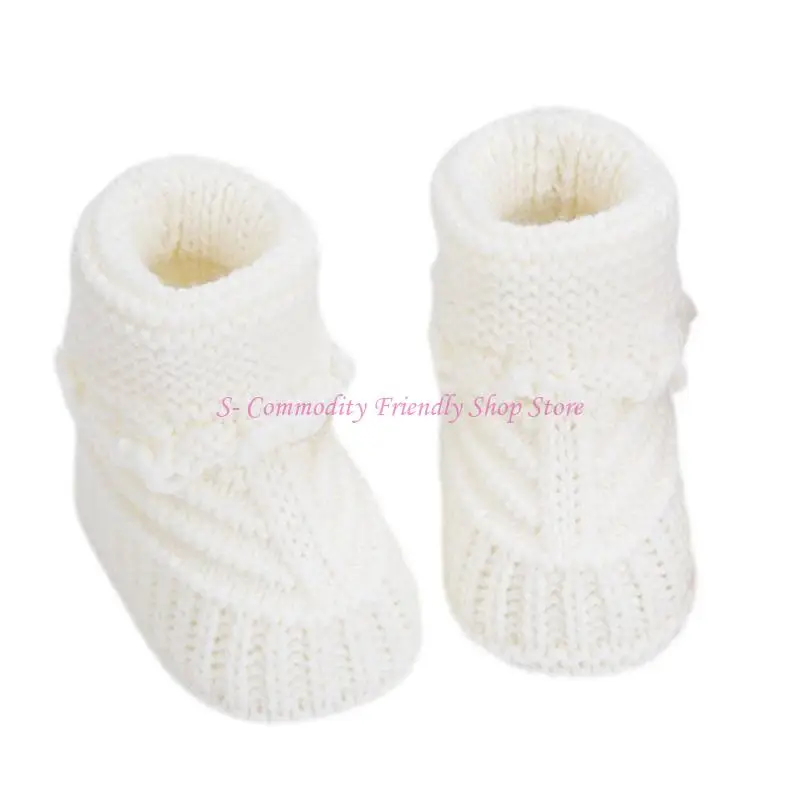 

85AE Elegant Knit Baby Booties for Infants & Toddlers Soft & Comfortable First Walkers Hand Crochet Shoes for Everyday Wear