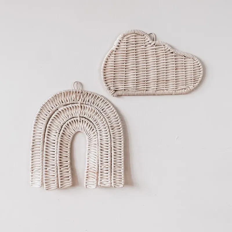 for King Craft Viet Wholesale Children Cloud Rattan Wall Decorations Natural Bohemian Wicker Kids Room Decor and Toys