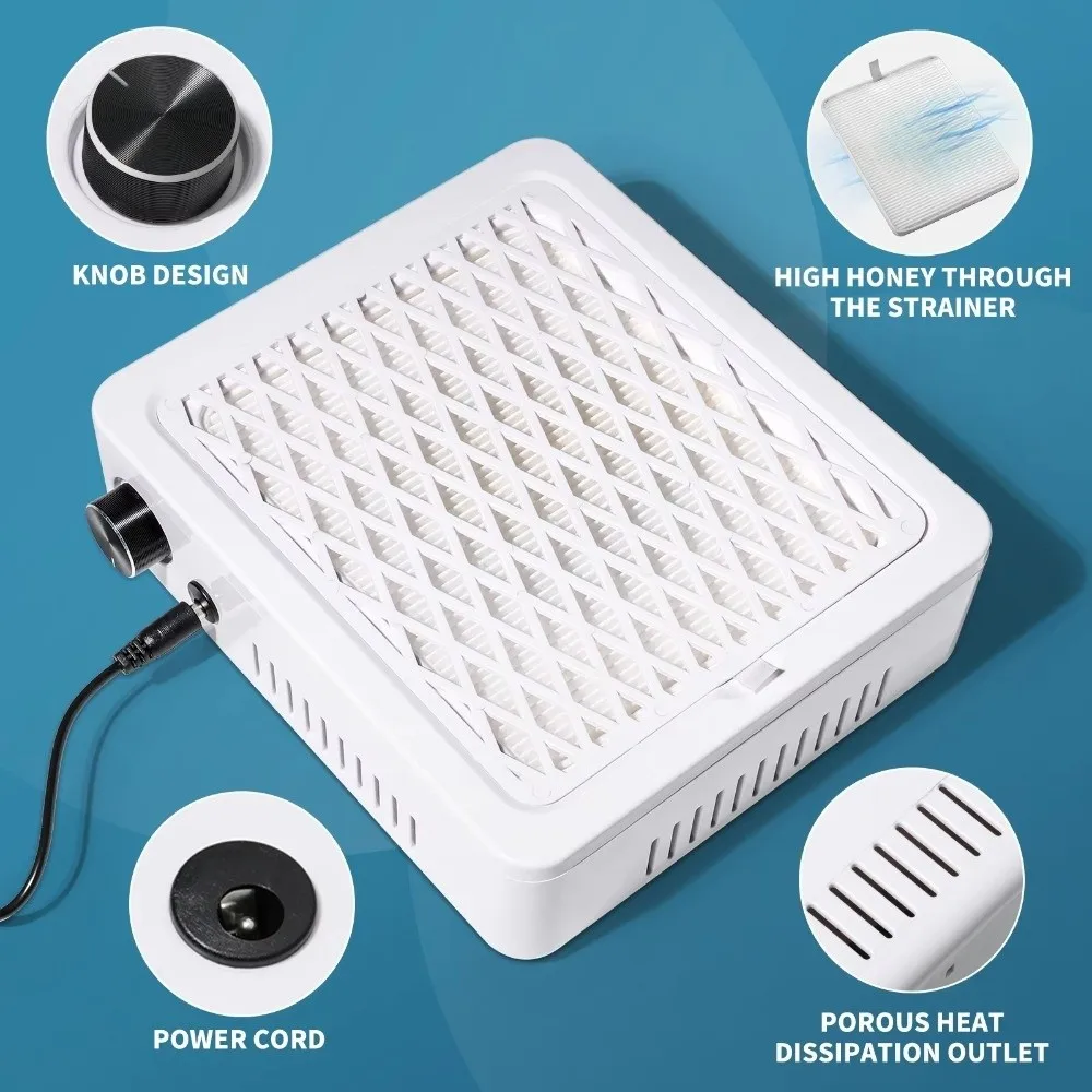 Colector de polvo de uñas sin escobillas de 4500RPM, potente succión, velocidad ajustable, eliminador de polvo de uñas, aspiradora de uñas de alta potencia de succión