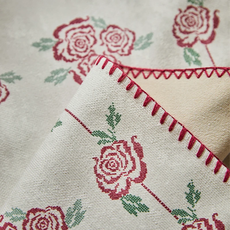 Findella Rose Series الجدول عداء الفرنسية الرعوية الجدول عداء المنزل أنيقة الرجعية الشاي العلم مقاوم للماء غطاء طاولة القهوة القماش #6