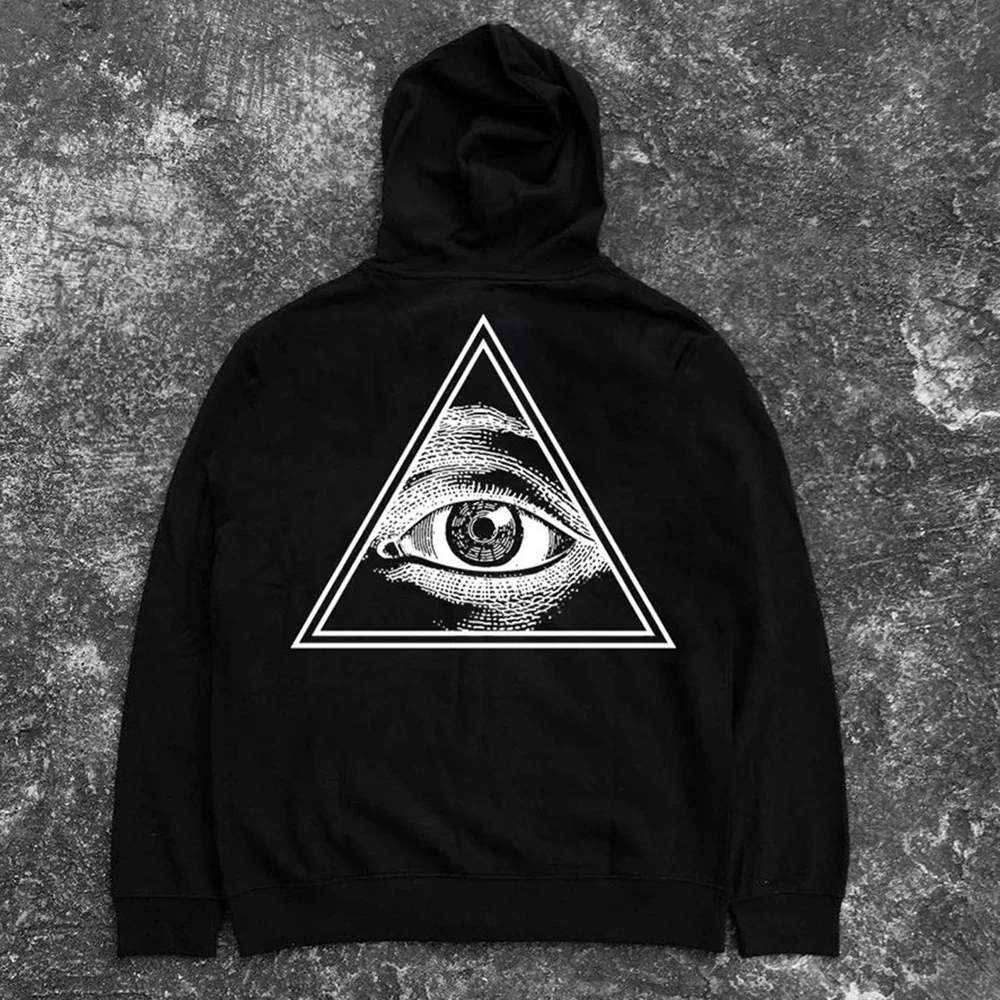 

American Autumn And Winter Simple Hong Kong Style Hoodies Trendy Hip-Hop Graffiti Diy Eye Print Hooded Sweatshirts Men And Women