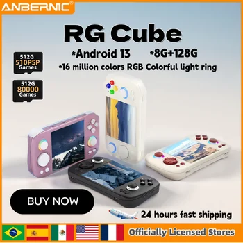 ANBERNIC RG Cube Video Handheld Game Console 3.95 inch Touch Screen Video Player Android 13 8G+128G Bluetooth 5G WIFI PSP PS2