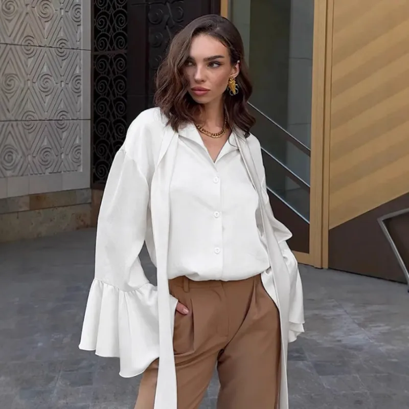 2025 primavera moda nova camisa serpentina bege médio e longo roupas femininas cetim topo feminino 1212