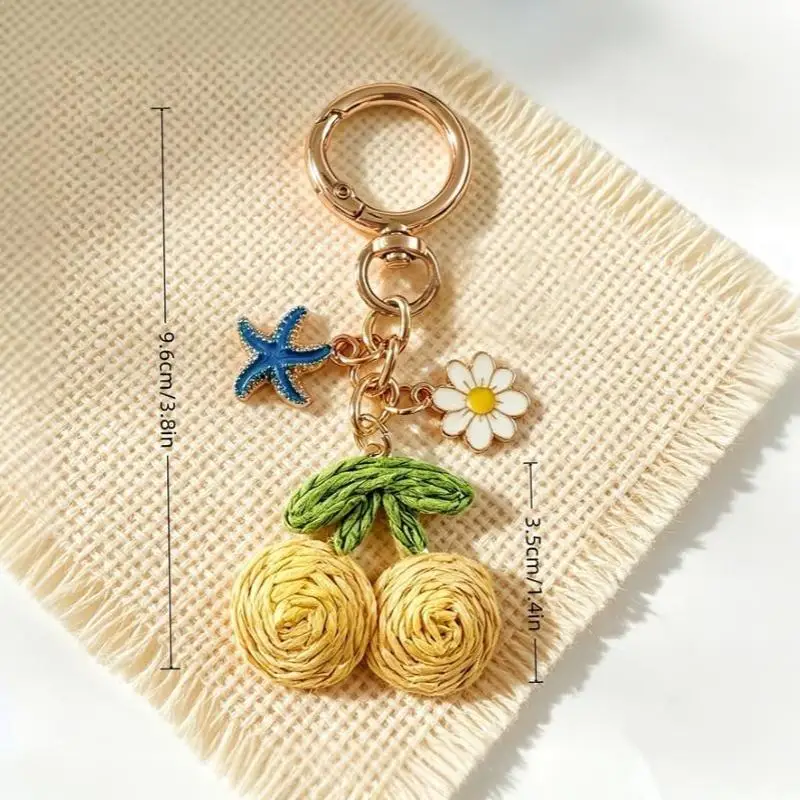 Böhmischer handgewebter Kirsch-Sternfisch-Anhänger, tragbarer Schlüsselanhänger, einzigartiges Strandtaschen-Ornament für Frauen, Freundschaftsgeschenk – Detail 9