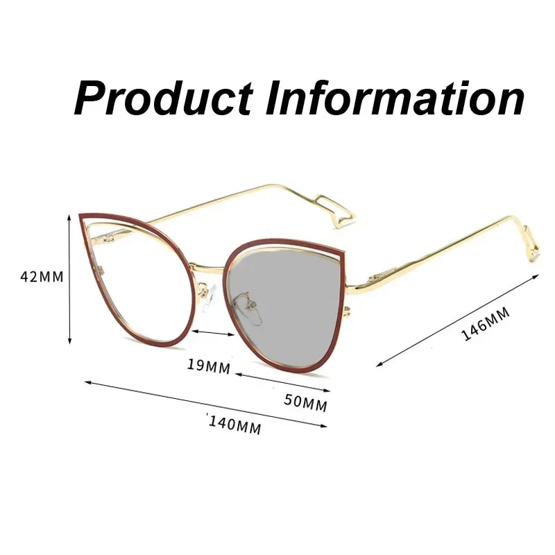 Color Changing Blue Light Blocking Glasses Women Men Stylish Photochromic Glasses Ladies Cat Eye Optical Spectacle Eyeglasses