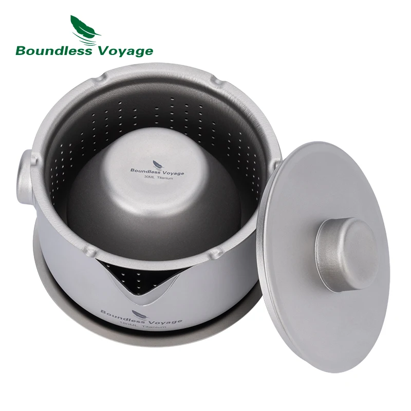 Boundless Voyage-TETERA ultraligera de titanio de doble capa con filtro de tapa, taza de café de doble pared, hervidor de 180ml