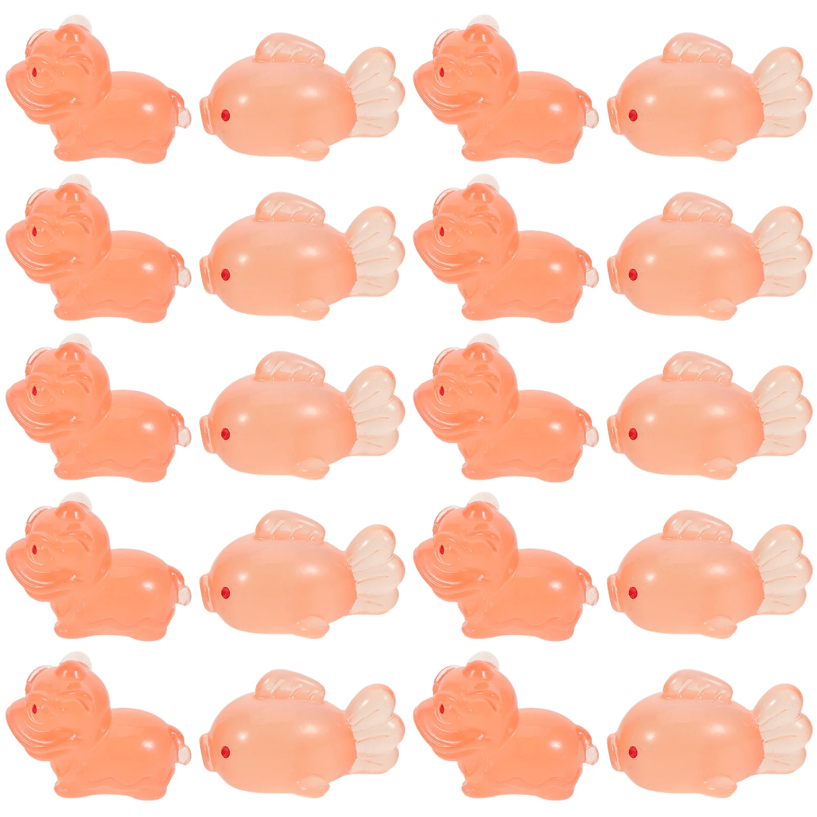 

40Pcs Luminous Lion Statues Glow in The Dark Mini Resin Fish Sculptures for Fairy Garden Micro Landscape Party Decor