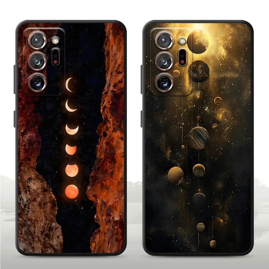 

Innovation Art Moon Case for Samsung Galaxy Note 20 Ultra 8 S8 10 Plus 9 S9 S10 Black Soft Phone Cover