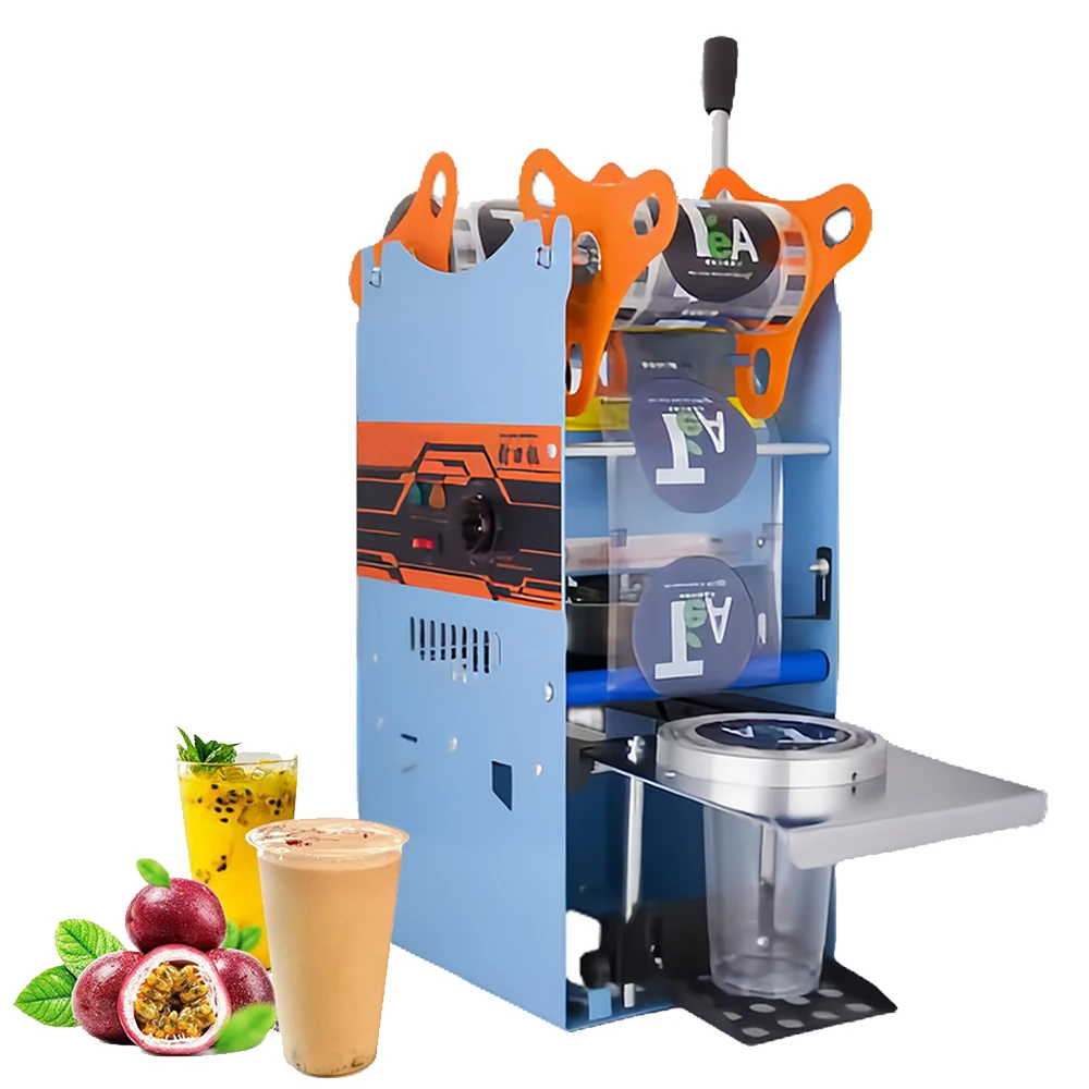 

WY802F Cup Sealing Machine Manual Boba Cup Sealer Machine 90/95mm Electric Cup Sealing Machine For Bubble Milk Tea Coffee Blue