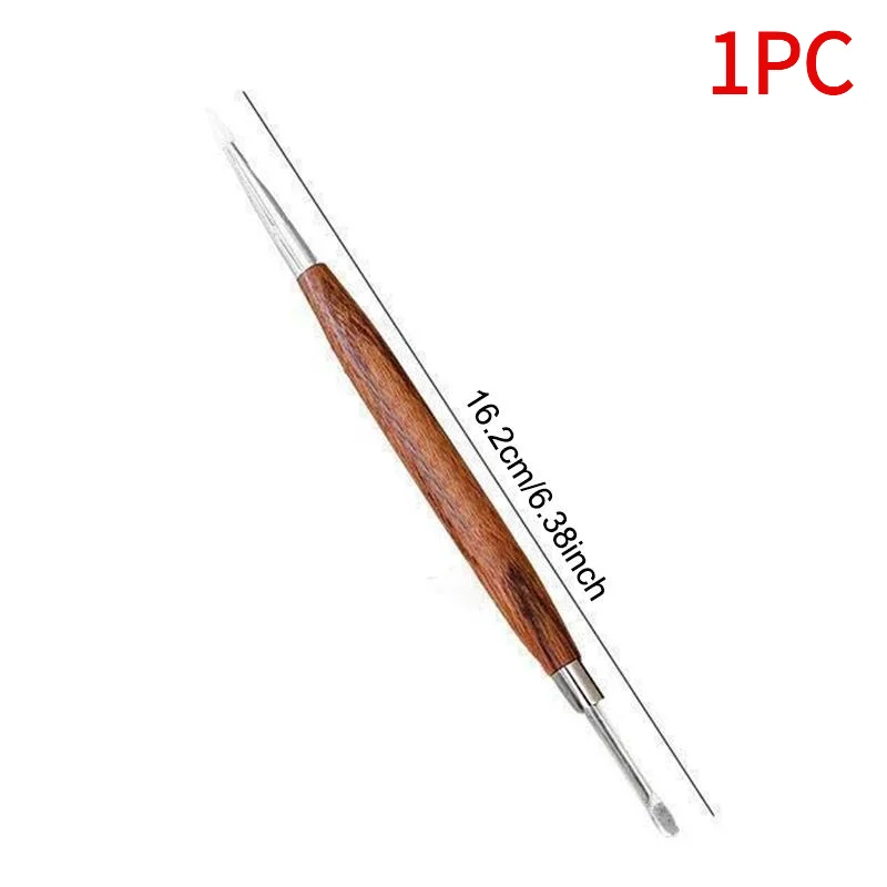 *Double Head Wooden Nail Art Brush 2 in 1 Silicone Carving Painting Pen for Manicure Salon 3D Design Tool Set
