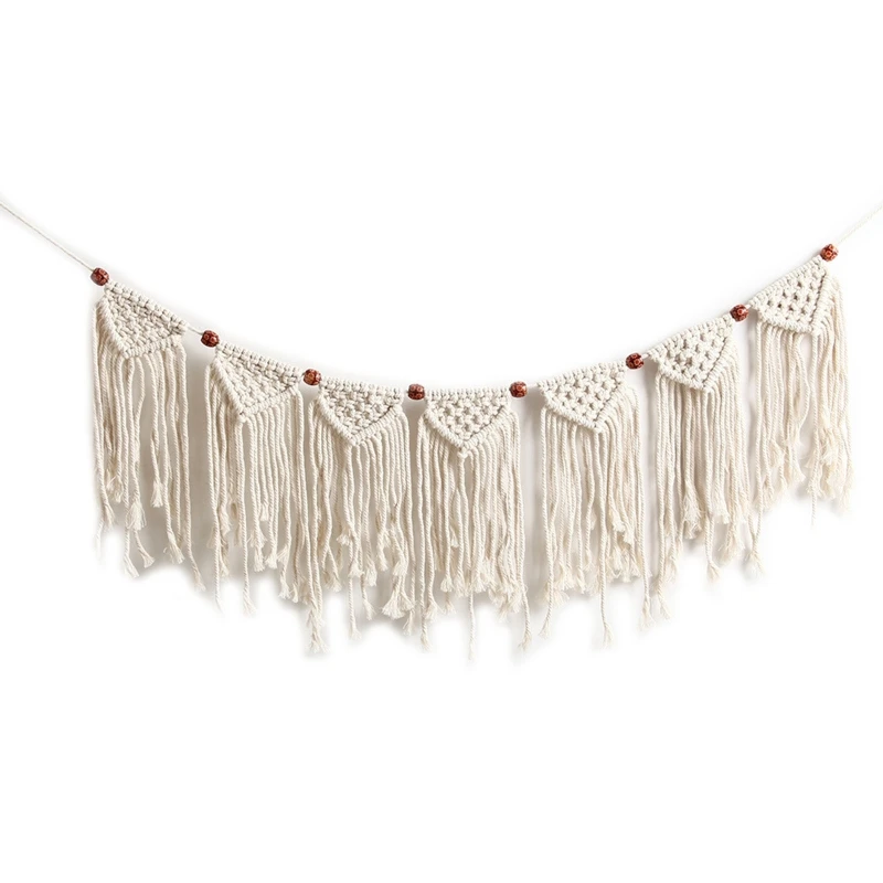 

2022 New Elegant Pull Flower Macrame Bedroom Wall Hanging Pendant Art Wall Accents Decor Red Beads Tassels Chic Boho Decor Dorm