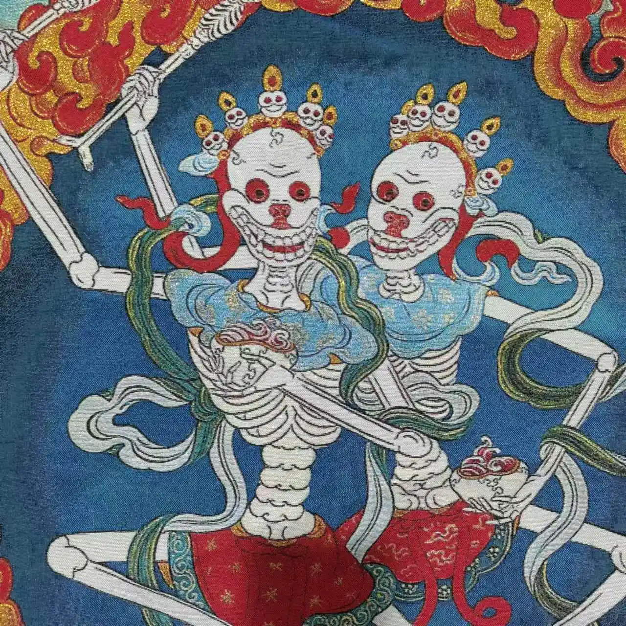 Tangka Embroidery Corpse Tornado Main Statue Chinese Home Decoration Hanging Painting