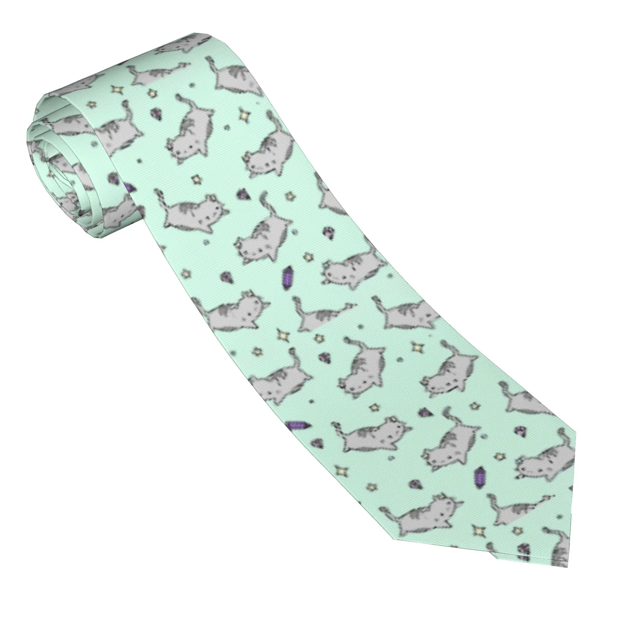 Kawaii P-Pusheencats Cat Men Necktie Silk 8 cm Wide Neck Tie for Mens Suits Accessories Cravat Wedding Accessories  Party
