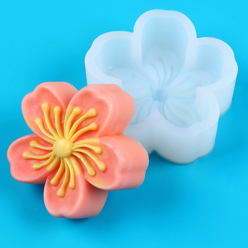 زهر الكرز زهرة قالب من السيليكون لتقوم بها بنفسك أربع أوراق البرسيم شمعة الصابون الروائح الحرفية صنع موس كعكة فندان قالب الكعكة #6